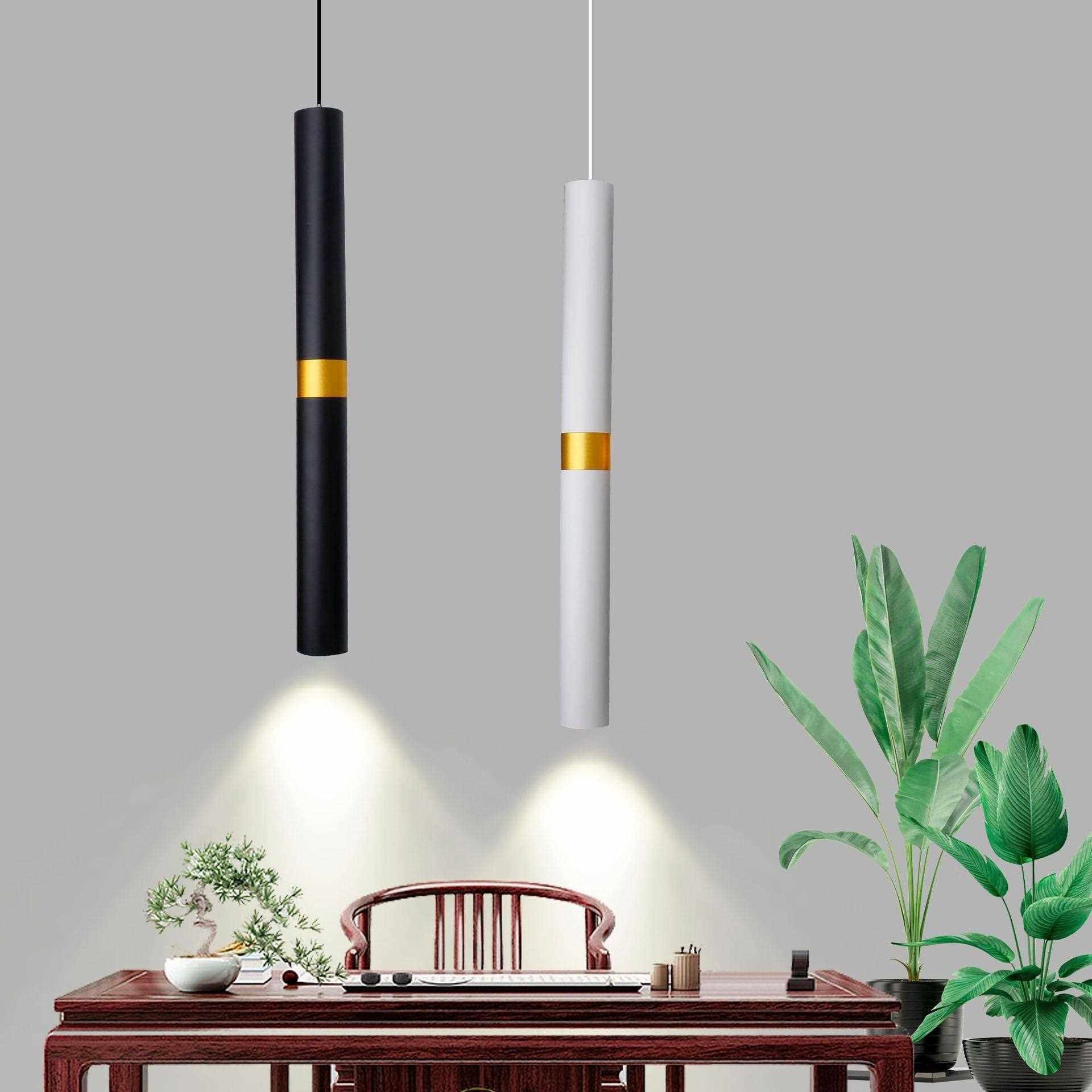 极简床头小吊灯led橱窗卫生间吊灯直筒吧台卧室餐厅简约吊线灯铝