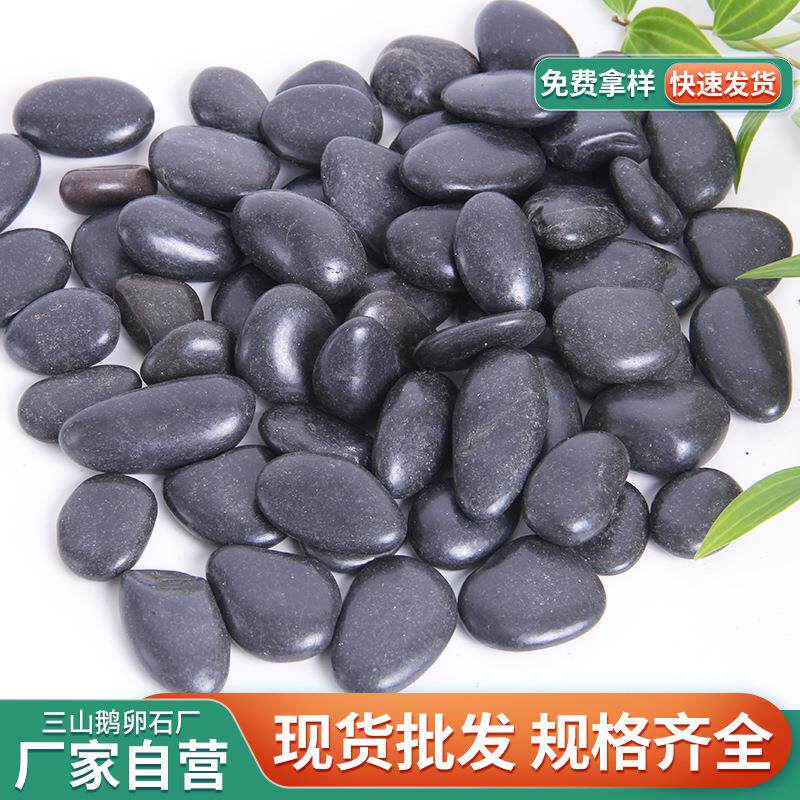 黑色抛光鹅卵石园林铺路庭院造景雨花石鱼缸景观石头石材天然石