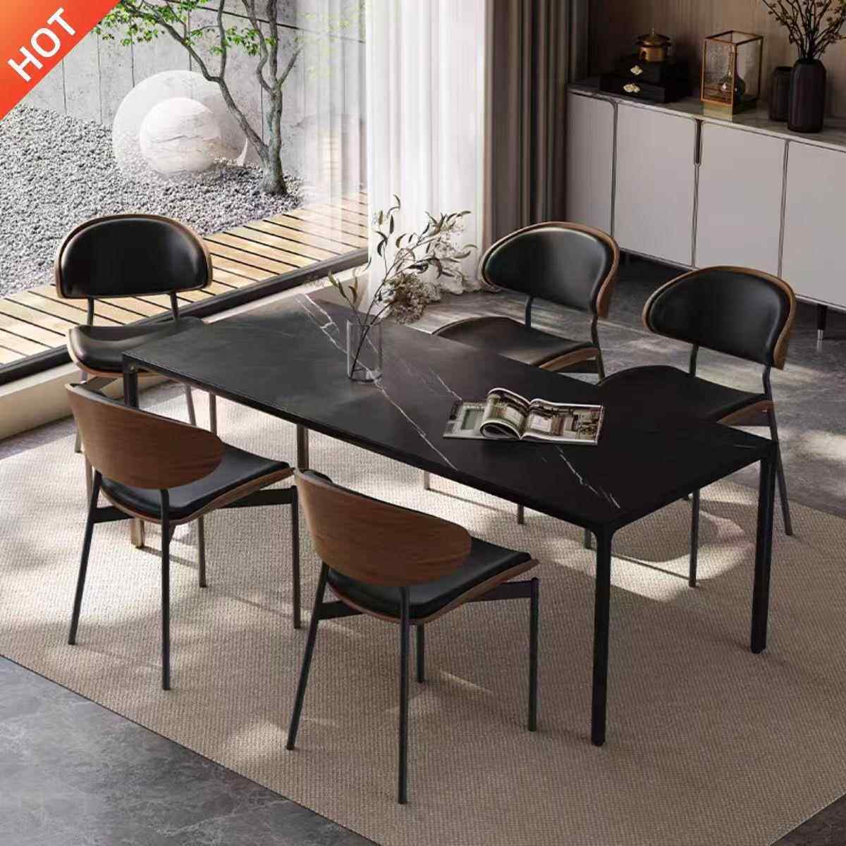 餐实木椅意式中古原木风餐设计师靠背凳子轻奢见描述家用桌椅子