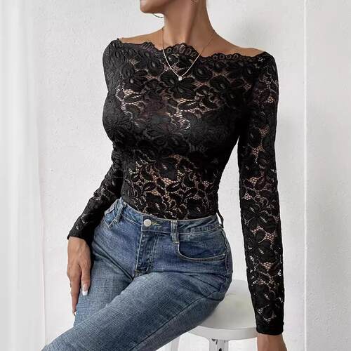 Plus Size Off Shoulder Lace For Women – Chic Aesthetic
