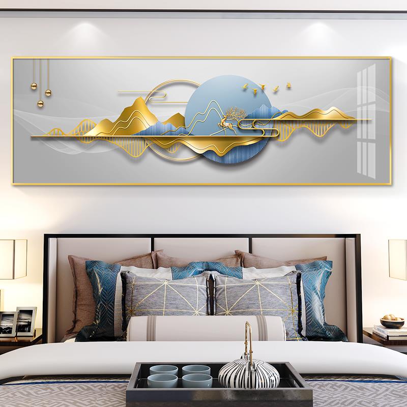 福鹿新中式轻奢床头卧室装饰画 画主卧房间挂画 画背景墙现代简约图片