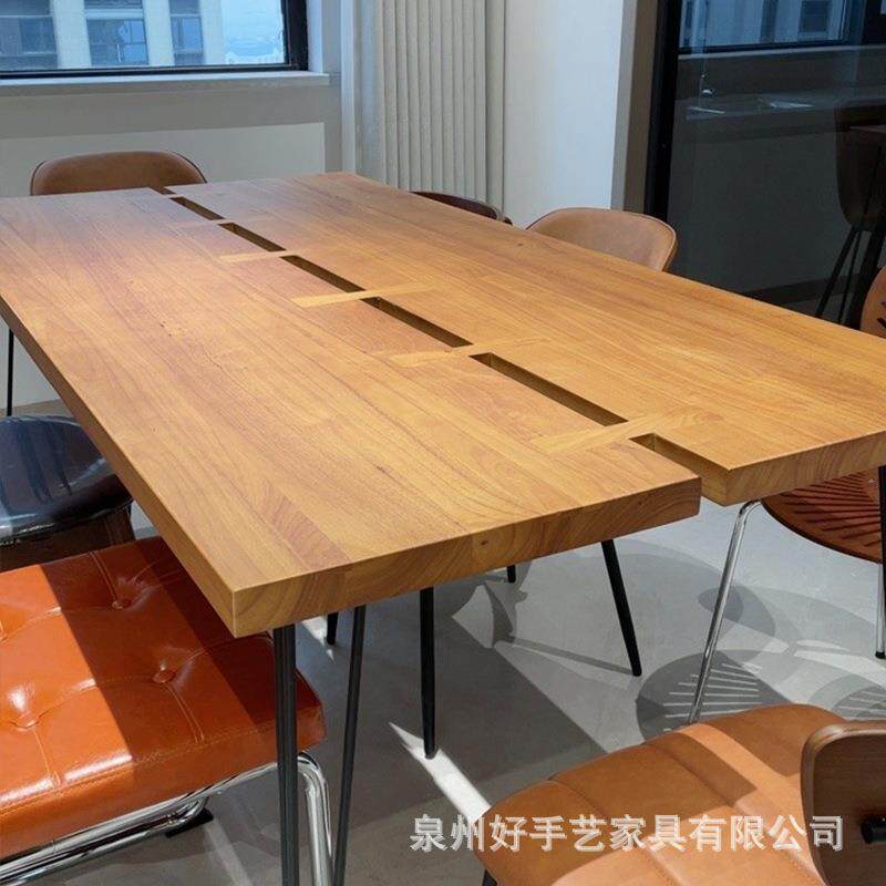 北欧实木餐桌椅小户型设计感铁艺白蜡木饭桌创意蝴蝶结原木餐桌