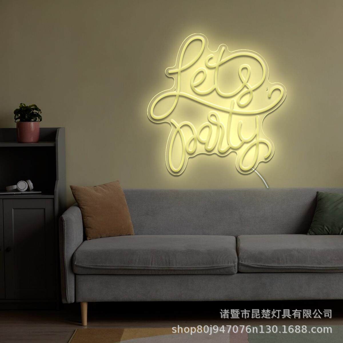 跨境亚马逊供应狂欢吧霓虹灯造型亚克力发光灯牌儿童房间装饰灯