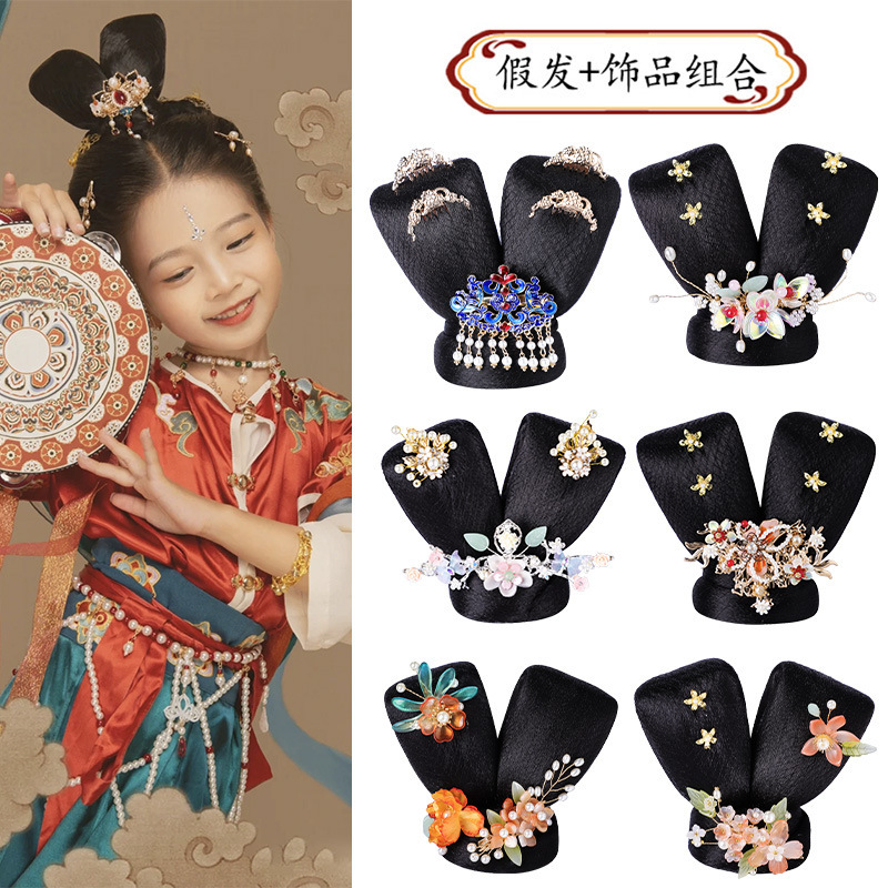 儿童古装宝宝汉服日常整顶假发