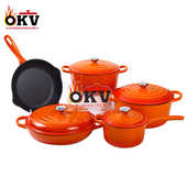 pot 珐琅锅五件套 set iron enamel 铸铁搪瓷锅炊具套装 Cast