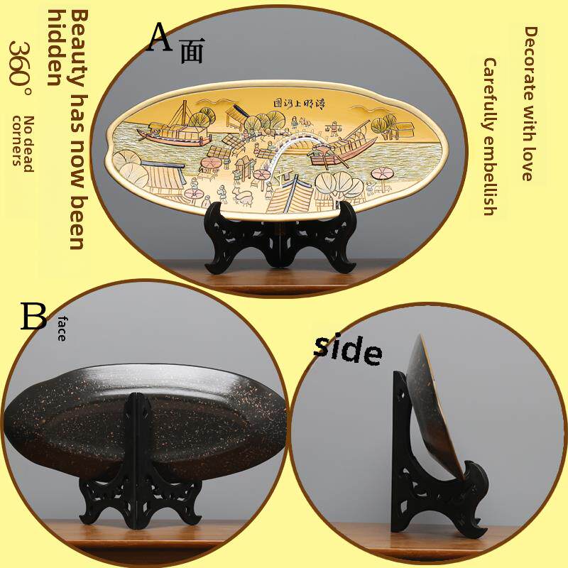 新国中客风陶瓷板饰HNM品博古架厅入展口书柜隔间破碎示家庭好运