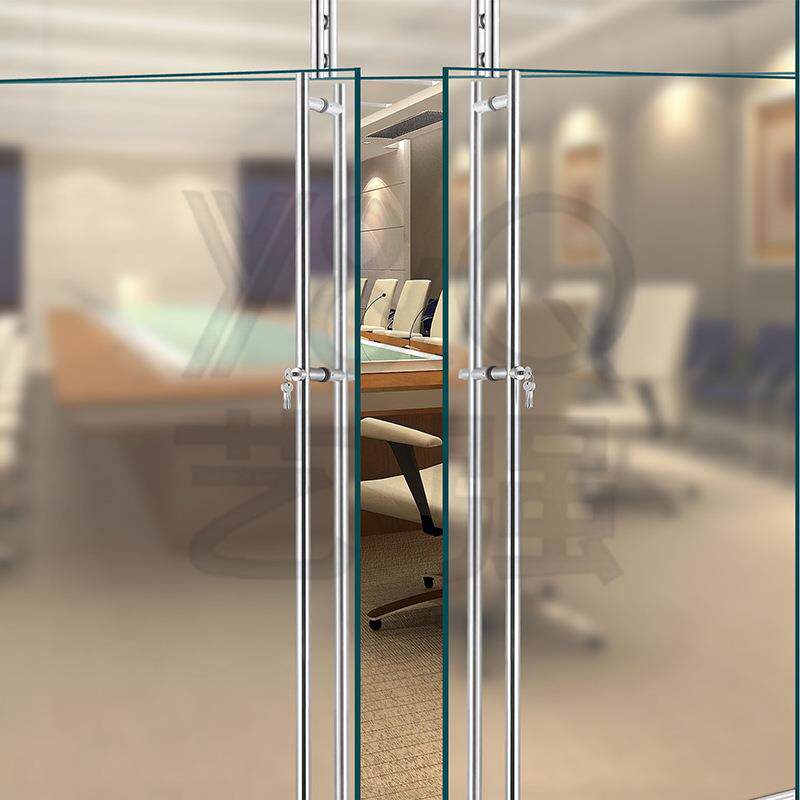 新款直销玻璃门拉手长拉手天地锁带锁芯拉手会议室酒店圆管门把手