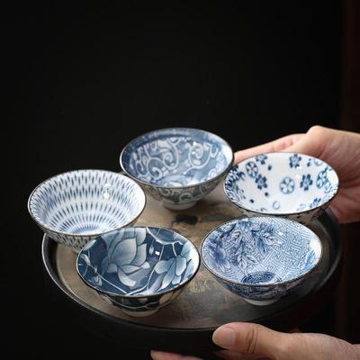 德化复古青花瓷斗笠杯个人单杯家用茶杯商务礼品伴手礼