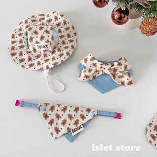islet store猫咪围兜口水巾狗狗围脖可爱猫口水兜甜宠物装饰品AI