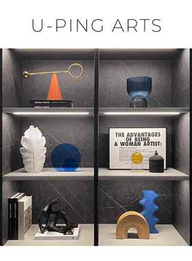 现代样板间书柜软装摆件家居饰品挂画创意玻璃陶瓷工艺品ZH3500