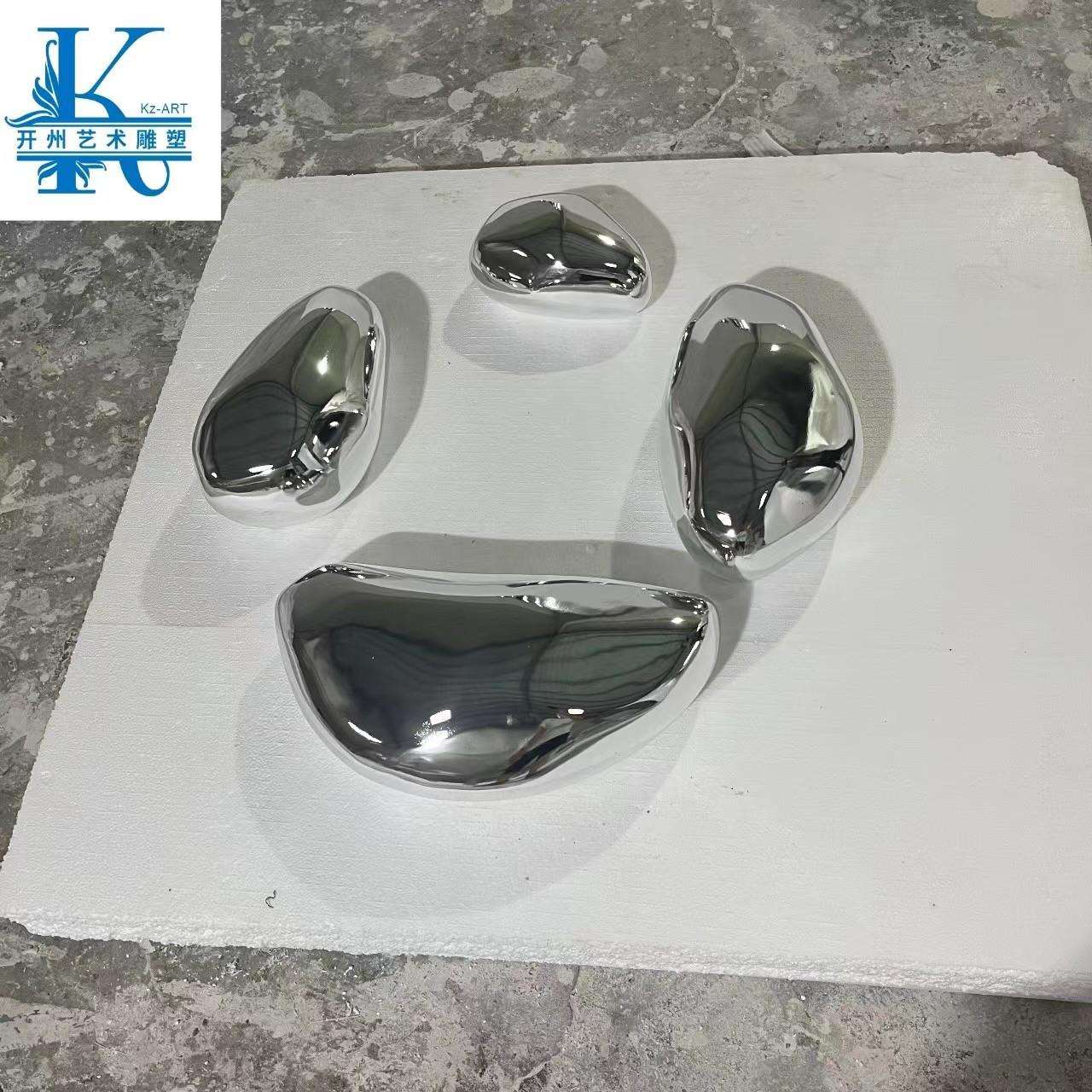 现代简约家居水滴抽象装饰造型工艺品客厅玄关电镀银鹅卵石头摆件