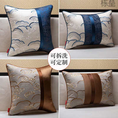 【2643人收藏】中式抱枕红木沙发靠垫腰枕中国风刺绣枕套床头大靠