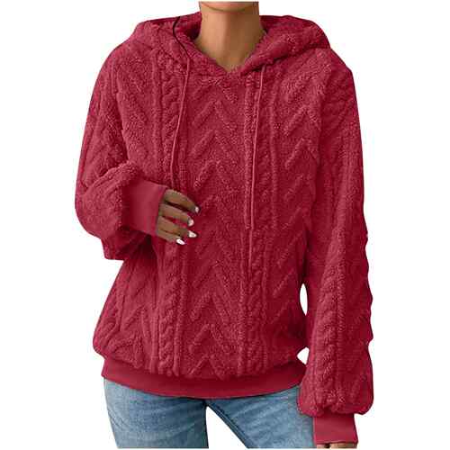 Plus Size Women's Hooded Jacket  Casual Zipper Long Sleeve