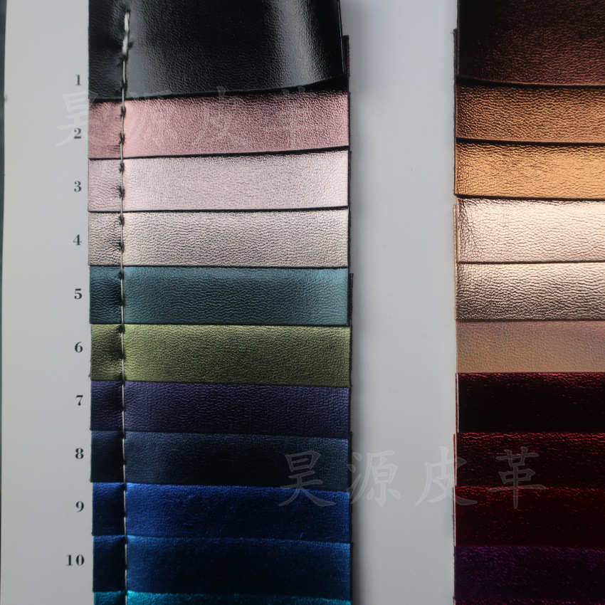 T287弹力贴膜金属色羊纹pu皮革软手感箱包手袋服装鞋帽仿皮面料