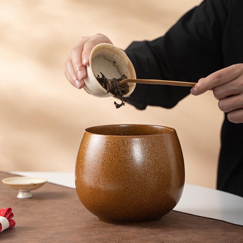 茶洗家用陶瓷茶渣缸桌面水盂建水茶水缸废水桶功夫茶道配件杯洗