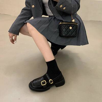 厚底英伦风小皮鞋女鞋子2025年春秋复古玛丽珍乐福鞋夏季黑色单鞋