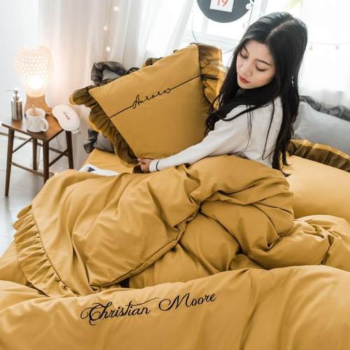 水洗棉四件套公主风被子网红款夏季床单被套三件套床上用品2021