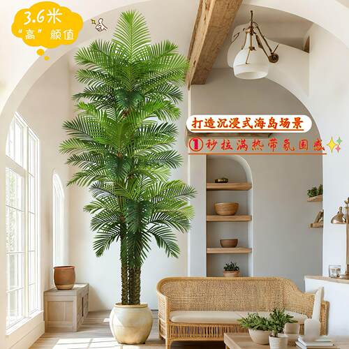 仿真椰子树假植物造景摆件室内大号绿植棕榈树盆景装饰针葵盆栽