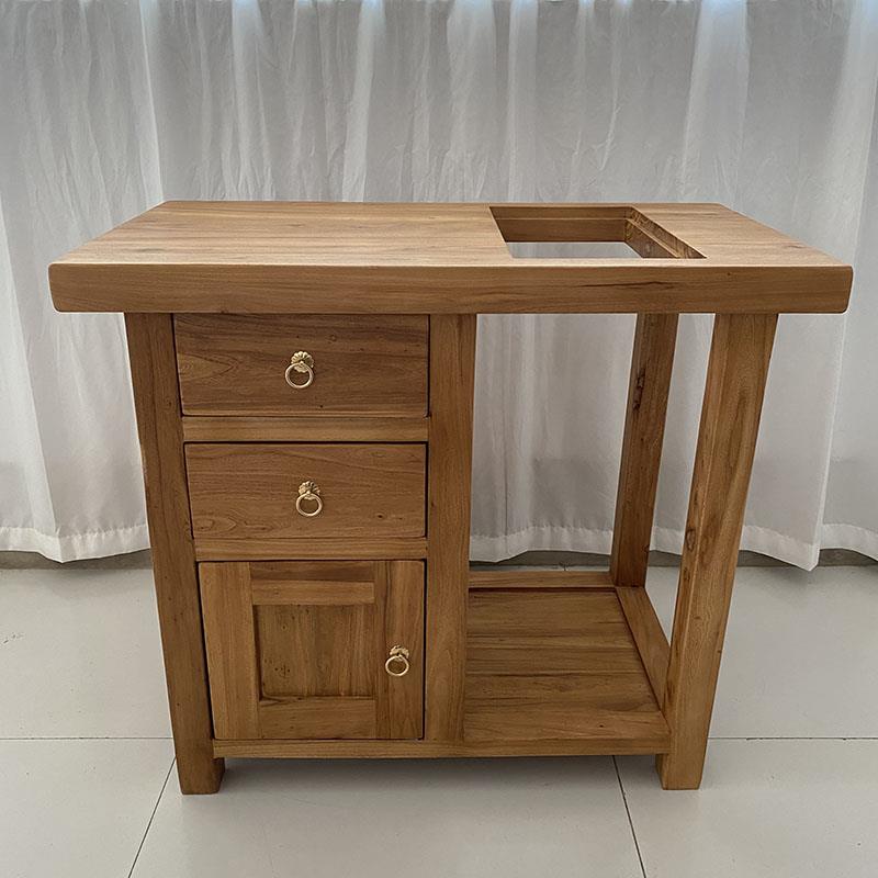 全实木茶水桌老榆木茶边几移动实木茶水柜家用小型烧水台茶台定制