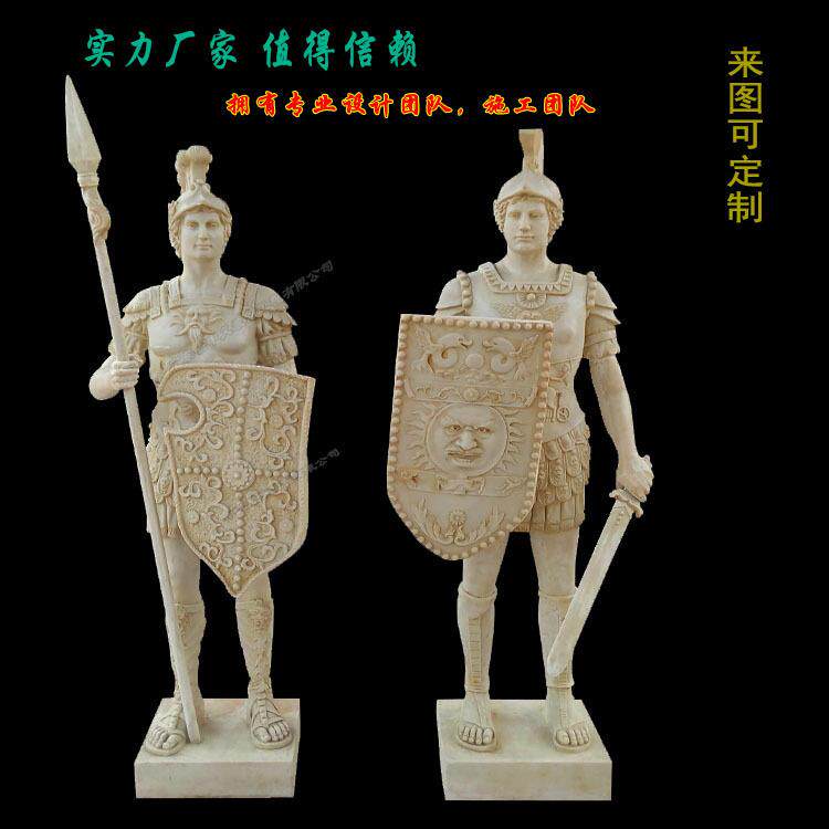 砂岩玻璃钢仿铜铸铜人造砂岩武士雕塑人物摆件欧式装饰美陈装饰