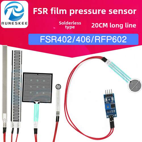 无焊接长线薄膜压力传感器模块电阻柔性力敏感触觉Fsr406/Rpf6