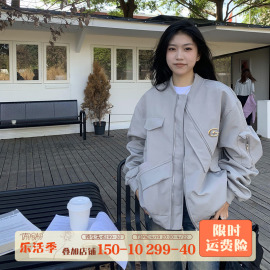 橘子树在哪儿美式街头飞行服外套，女春秋设计感小众不规则工装夹克