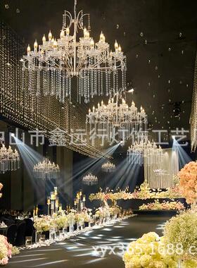 欧铁式婚庆5057道具艺水晶吊灯婚礼堂场吊顶晶装地饰水吊灯布置道