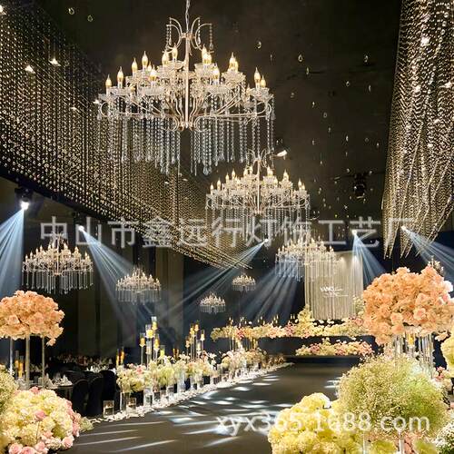欧式婚道铁艺庆水晶吊灯具婚礼堂地5057场吊顶装饰水晶吊灯布置道