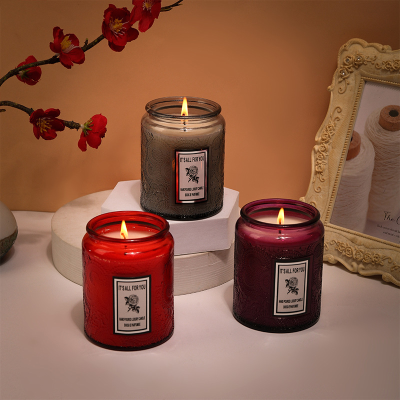 品质大号无烟手工植物蜡简约小众室内玻璃香薰蜡烛结婚伴手礼盒