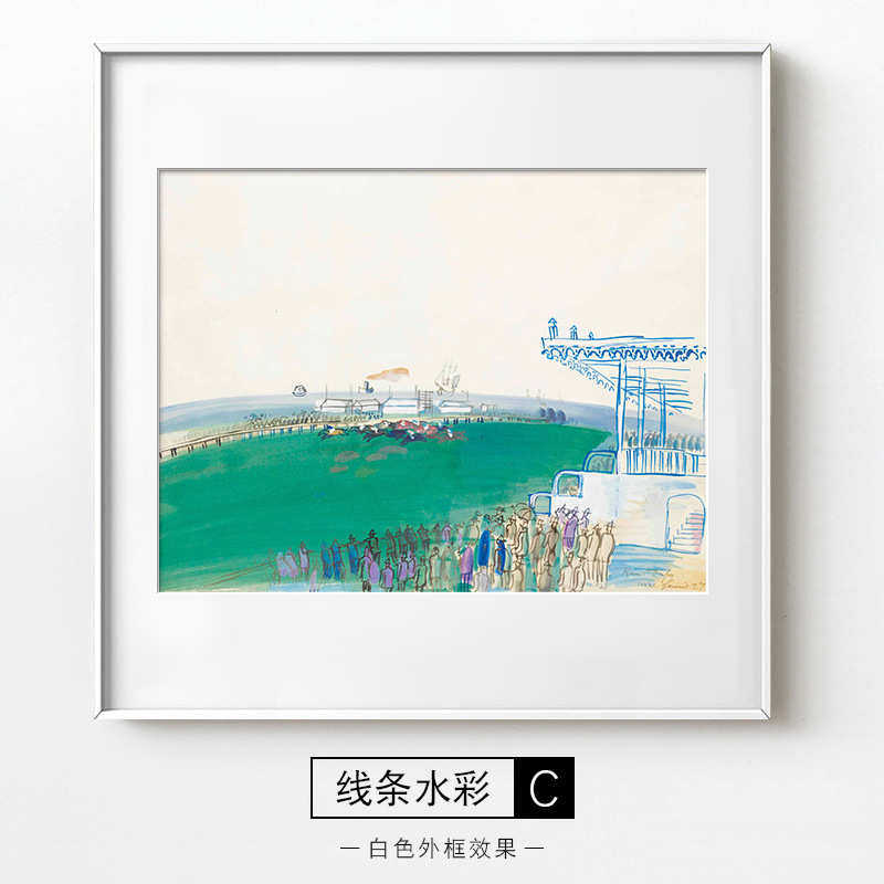 风景挂画书房桌面画小众水彩摆线条清新装饰画dufy画客厅艺术餐厅,家居饰品,现代装饰画,淘宝优惠券,粉丝福利购,淘宝优惠卷
