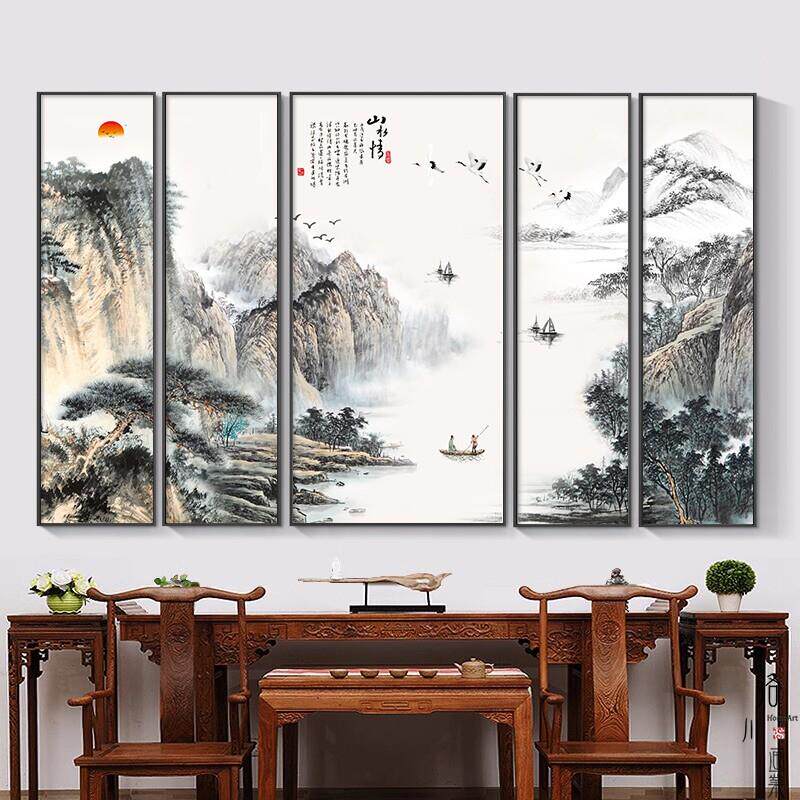 中堂画 画客厅挂画 画农村大堂屋大气背景墙山水画 画自建房画 画