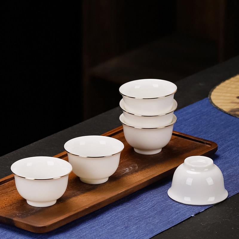 盖碗羊脂玉白瓷功夫茶具套装茶杯家用客厅办公室会客德化陶瓷logo
