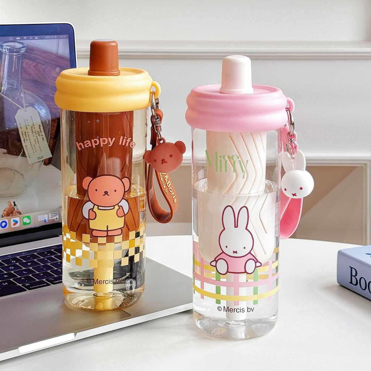 2025新款塑料吸管杯可爱卡通tritan水杯学生高颜值茶水分离双饮杯