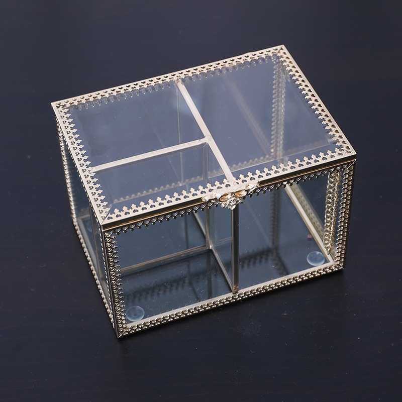 欧式棉签化妆棉收纳盒梳妆台桌面玻璃家用带盖卧室透明整理盒D36,居家布艺,收纳盒,淘宝优惠券,粉丝福利购,淘宝优惠卷