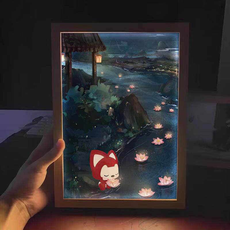 可爱公仔阿狸灯光画二次元卡通装饰摆件小夜灯周边发光手办