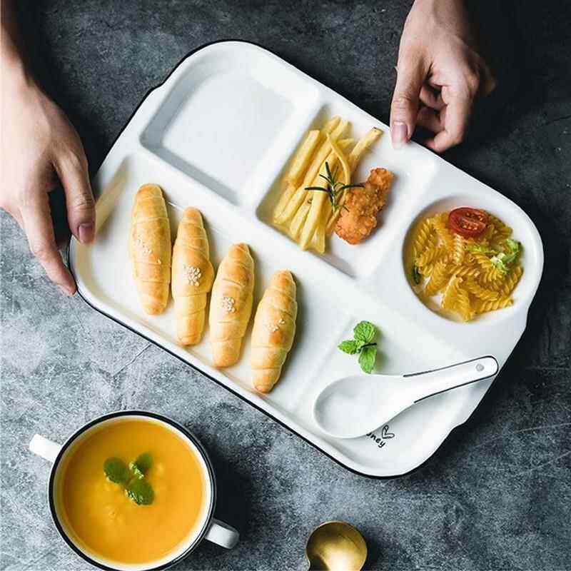 陶瓷分格餐盘快餐盘菜盘早餐水果盘西餐盘饺子盘成人食堂饭盘