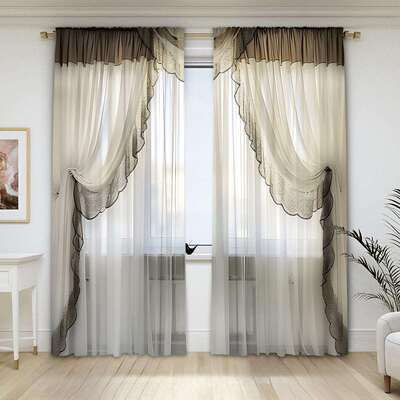 2PCS窗帘工厂3D数码印花跨境亚马逊窗帘热卖花型