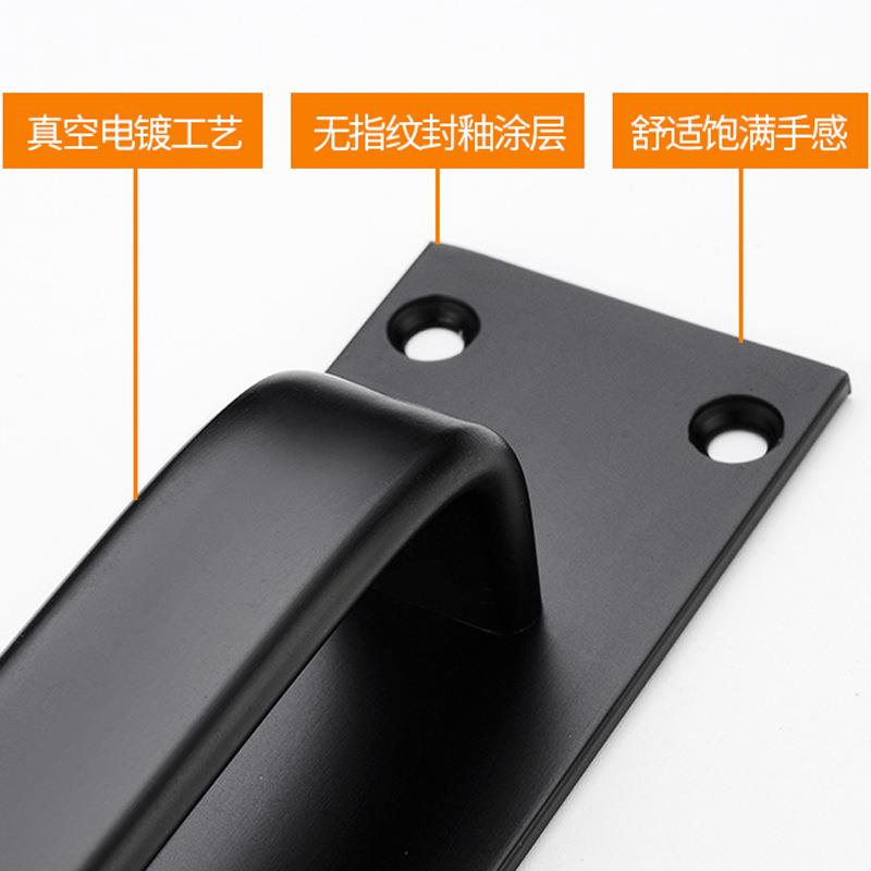 亚光铝合金门把手黑色太空铝明装大门把手简约免打孔大门拉手
