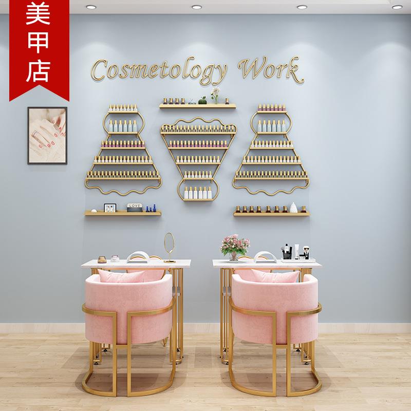 铁艺墙上美甲展示架简约ins指甲油胶货架子金色羽毛球壁挂置物架