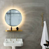 铜当家黄铜浴室镜子北欧圆镜壁挂浴室镜圆形化妆卫生间厕所免打孔