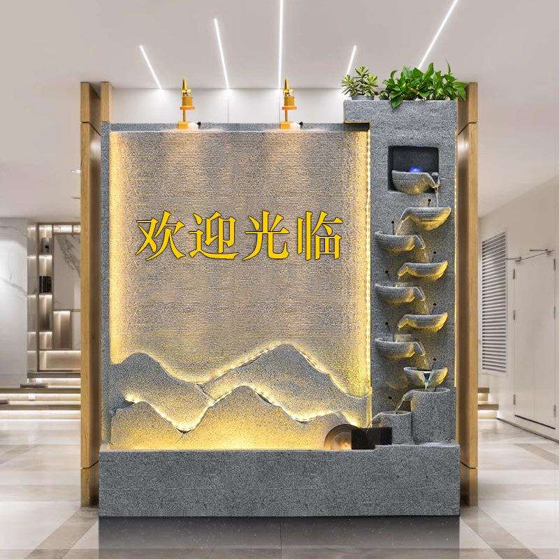 水幕墙流水屏风循环水景鱼池假山喷泉瀑布景观庭院鱼缸造景摆件