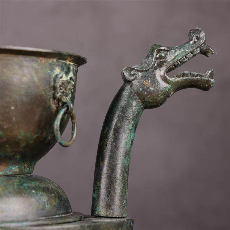 铜祥德工艺1:1制作 内蒙古博物馆龙首青铜灶古代高档影视道具摆件