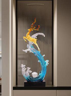 风生水起入户玄关摆件档轻高客厅电视柜办余公室年奢年有锦TUG鲤