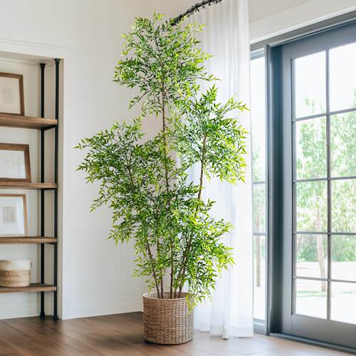 彷真绿色植物南天竹盆栽高级感室内客厅大型彷生植物轻奢摆件装饰