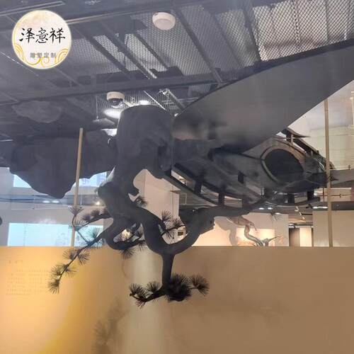 泡沫硬化玻璃钢吊装装饰假山假树造型图书馆大型吊装装置制作工厂