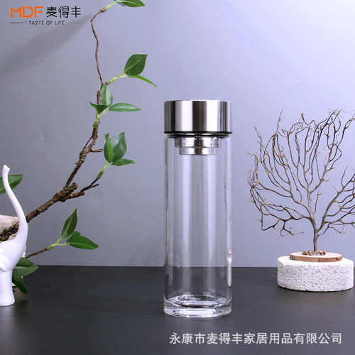 新款高硼硅材质简约轻奢大容量质感杯盖细腻滤网单层水晶玻璃杯