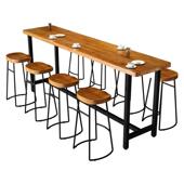 实木休闲酒吧桌椅奶茶店吧台桌户外铁艺高脚桌靠窗阳台长条桌椅