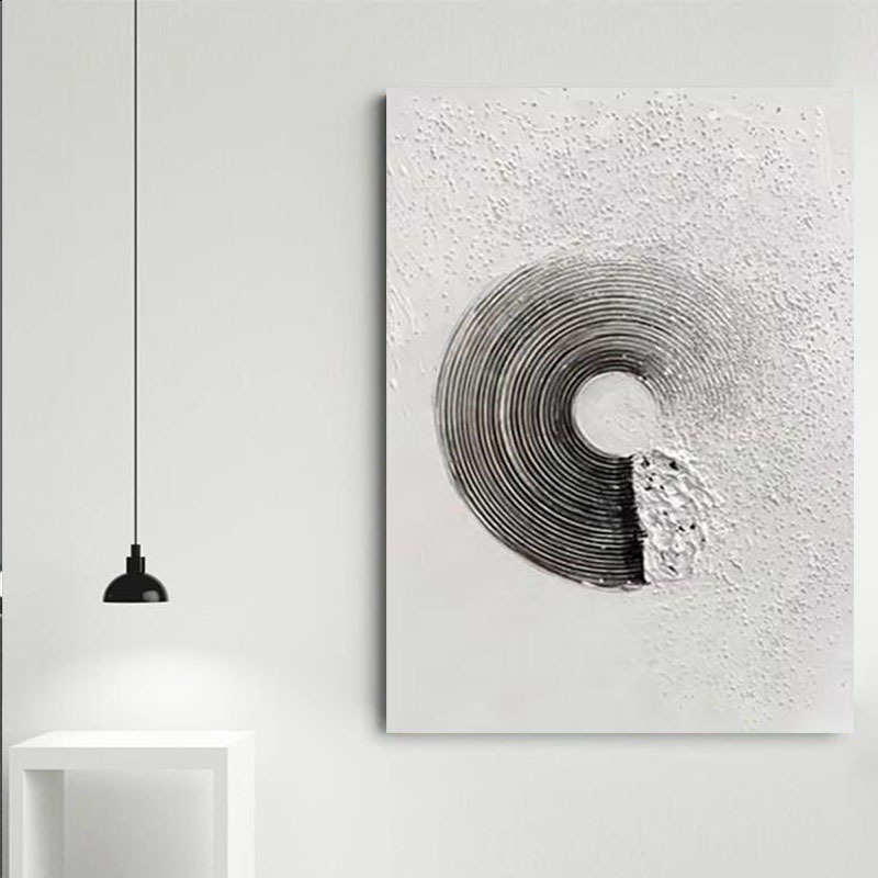 黑白极简手绘油画立体肌理客厅餐厅装饰画现代玄关走廊酒店无框画图片