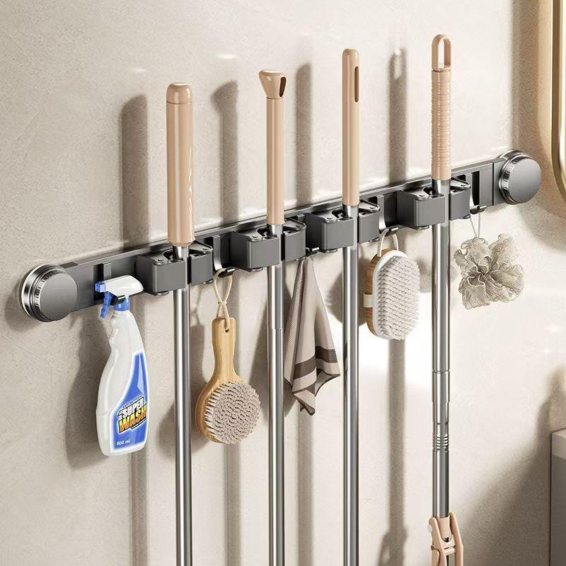 吸盘拖把夹挂钩壁挂浴室门后免打孔扫把拖布固定器卡扣置物架收纳