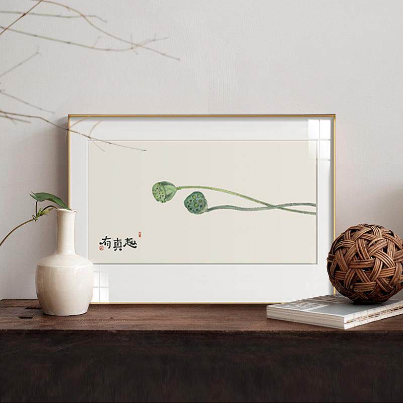 瑶芳新中式禅意装饰画客厅休闲区挂画绿植花卉艺术壁画小清新画